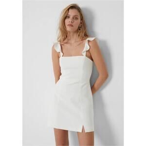 French Connection Whisper Ruffle Strap Mini Dress Size 6 White Cocktail Party